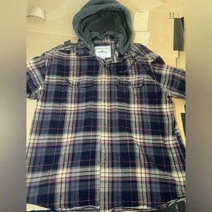 American Eagle Flannel with Detachable Knit Hood XL